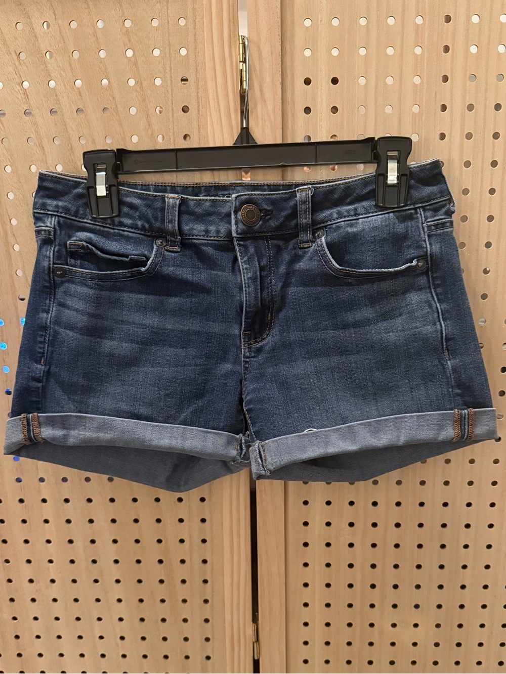American Eagle Outfitters Dark Blue Rolled Cuff Denim Shorts